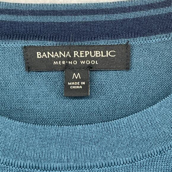 BANANA REPUBLIC Sweater Mens M 100% Merino Wool Crewneck Pullover Jumper Green - Picture 4 of 16